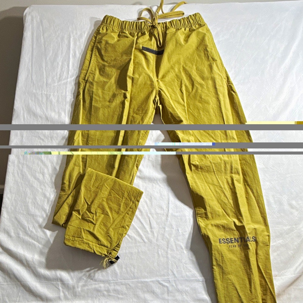 Fear of God Essentials Mustard Yellow Solid Jogger Pants M Pockets Drawstring